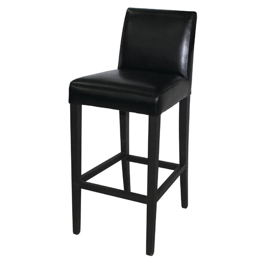 Distinqt Outdoor Black Faux Leather Wooden Bar Stool pack of 4